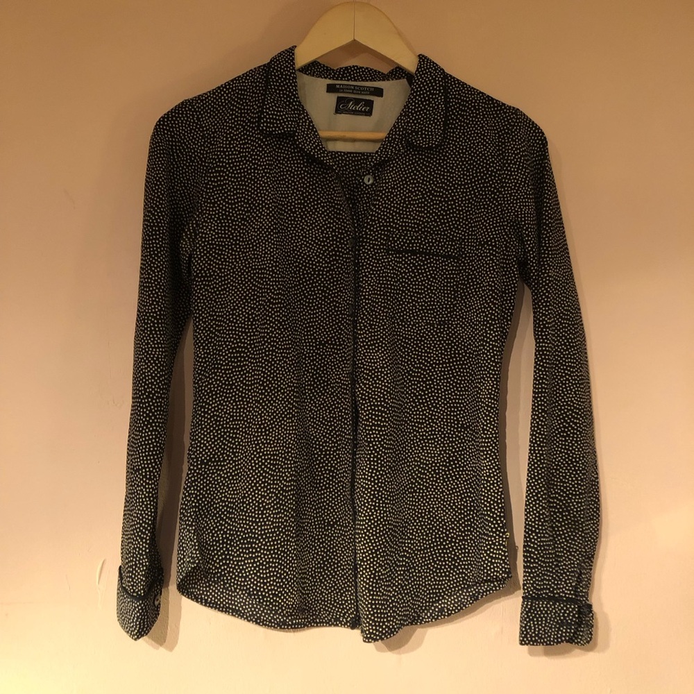 MAISON SCOTCH Polkadot Slim Cut Dress Shirt Button Down